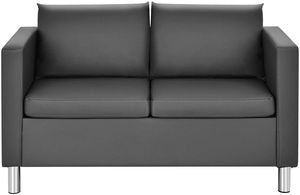 GOPLUS 2 Sitzer Sofa, 2er Couch mit 2 Kissen, Sofagarnitur Bezug aus Kunstleder, Metallbeine, Innerer Holzrahmen, mit Schaumstoff Gepolstert, mit 120 kg Belastbar, für Zuhause & Büro