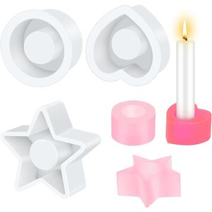 3 Stück Silikonform Kerzenhalter, Gießform Kerzenhalter, Kerzenformen 3d, Stabkerzenhalter, Modellierform