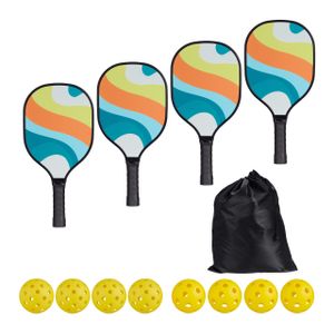 relaxdays Pickleball Set 4 Schläger & 8 Bälle