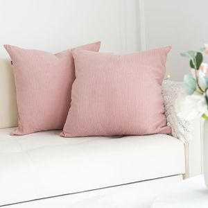 DYNMC you Cord Kissenbezug 45x45-4er Kordsamt Weiche Kissenbezüge 45x45 cm - Dekokissen Sofakissen - Kord Kissenhüllen 45x45 cm - Sofa Kissenbezug Cord - Kissen Deko Kissenbezug 45x45 Rosa
