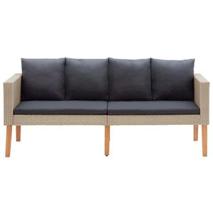 vidaXL 2-Sitzer-Gartensofa mit Auflagen Poly Rattan Beige