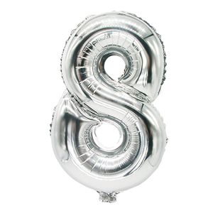 Balon foliowy 35 cm x 20 cm srebrny "8"