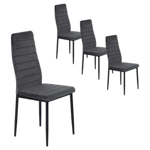 HJ WeDoo 4er Set Esszimmerstühle Milano Design, Edles Küchenstuhl mit Bezug aus Samt & Metall Gestell, Esstisch Stuhl Esszimmer Moderner Polsterstuhl, 125kg Belastbar, Grau