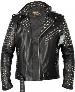 Lederjacke mit Nieten Verzierung, Rocker Lederjacke, Motorradjacke Chopper Biker(2XL) Lederjacke mit Nieten Verzierung, Rocker Lederjacke, Motorradjacke Chopper Biker(2XL)