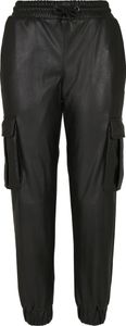 Urban Classics Damen Hose Ladies Faux Leather Cargo Pants Black-XXL