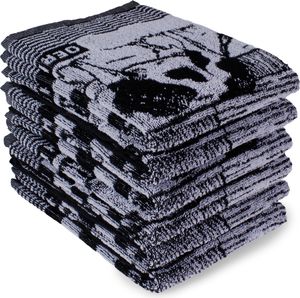 DoubleDry Küchentücher Baumwolle - 50x50cm - Frotteetücher - Hochwertige Küchenhandtücher - Kuh, Schwarz