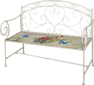 Garden Pleasure Gartenbank Floral 950468 altweiß Metall 110,0 cm