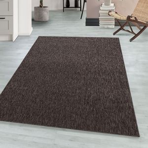 Teppium Schlingen Teppich Kurzflor Wohnzimmer Teppich Uni Modern Einfarbiges Design Pflegeleicht, Braun, 140 x 200 cm