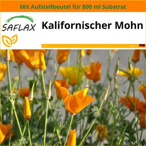 SAFLAX Garden in the bag - Kalifornischer Mohn - Eschscholzia californica - 1500 Samen - Mit Anzuchtsubstrat im praktischen, selbst aufstellenden Beutel