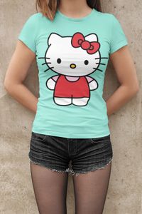 Organiczna bawełniana koszulka damska Hello Kitty Sweet Cute Cat Japan Shirt