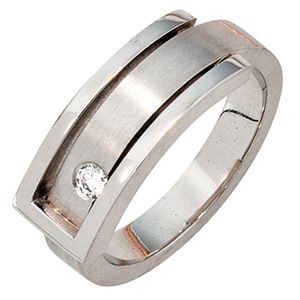 JOBO Damen Ring 950 Platin teilmattiert 1 Diamant Brillant 0,10ct. Größe 60
