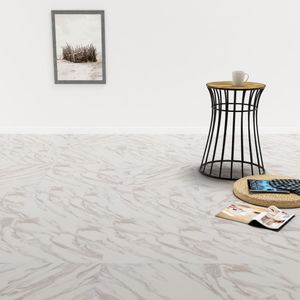 [CHARME] PVC Laminat PVC Bodenbelag Bodenfliesen für Wohnzimmer Schlafzimmer Büro Dielen Selbstklebend 5,11 m² Weißer Marmor Stilvoll Direkt vom Herstelle Laminat Skandinavisch