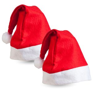 Weihnachtswunder® 10x Weihnachtsmütze Nikolausmütze Santa Claus mit Plüsch