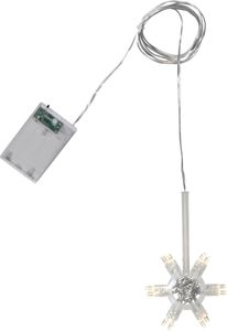 Lichterstern LIGHTY - D: 8,5cm - 12 warmweiße LEDs - Transparentes Kabel - Batterie - Timer