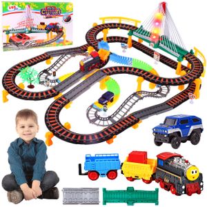 Malplay Rennstrecken-Set 700Cm | Bahnstrecke | 2In1 | Rennwagen-Bahn | Zug Mit Waggons Und Auto | Spielzeug Für Kinder Ab 3 Jahren