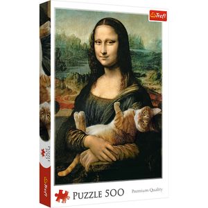 Trefl TR37294 Mona Lisa und ein Kater 500 Teile, Premium Quality, für Erwachsene und Kinder ab 10 Jahren Puzzle, Farbig