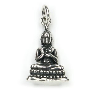 Buddha Kettenanhänger Karma Amulett 1,8cm Silber 925 Buddhismus Chakra Talisman