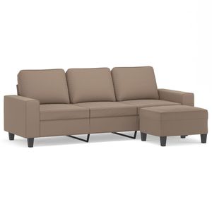 vidaXL 3-Sitzer-Sofa mit Hocker Taupe 180 cm Mikrofasergewebe