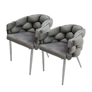 QIYANO Lounge Stuhl 2er-Set Grau/Silber, Komfort, Metall, Wohnzimmer, Büro