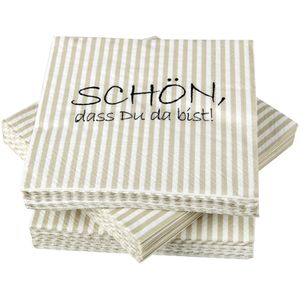 Servietten 33x33cm ( Schön das du da bist ), 1/4 Falz, 3-lagig, 120er Pack