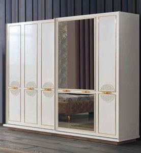 JV Möbel Kleiderschrank mit spiegel luxus schlafzimmermöbel weiß neu