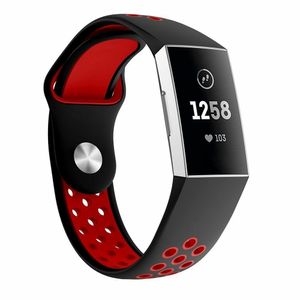 Strap-it Fitbit Charge 4 Sportarmband (Schwarz Rot) - Große: M/L