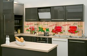 Küchenrückwand Folie selbstklebend TEE 260 x 60 cm - Klebefolie - Dekofolie - Spritzschutz für Küche -