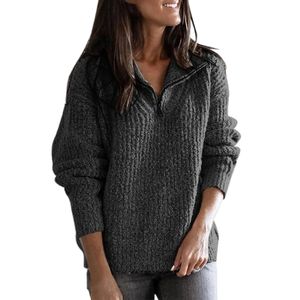 Damen Sweatshirt Pulli Warm Strickpullover Winter Outwear Pullover Oberteile Jumper Shirts Dunkelgrau,Größe:EU XXL