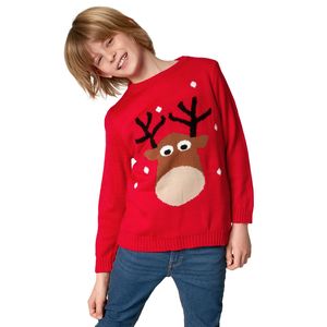 dressforfun Weihnachtspullover reizendes Rentier für Kinder - 140 (9-10 Jahre)