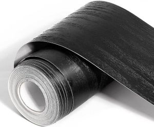 Samolepiaca PVC fólia na stenu s efektom dreva, Samolepiaca dekoratívna tapeta imitujúca drevo, Tapety, Bordúry (8 cm x 5 m) - DECORIM Čierna
