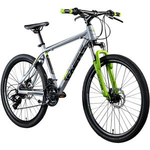 Zündapp FX26 26 Zoll Mountainbike Hardtail Fahrrad zum biken Downhill Bike MTB Fahrräder Jugendliche Jugendfahrrad, Farbe:grau/grün, Rahmengröße:46 cm