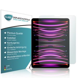 2x Slabo Displayschutzfolie für iPad Pro 12,9" (6. Generation | 2022) KLAR "Crystal Clear" Displayfolie Schutzfolie Folie