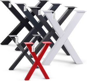 HOLZBRINK Tischkufen X-Form aus Vierkantprofilen 60x60 mm, x-förmiges Tischgestell 80x72 cm, Rohstahl mit Klarlack, HLT-03-G-FF-0000