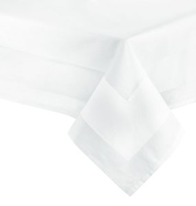 Tischdecke, Baumwolle, 140x220 cm, weiß mit Atlaskante