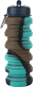 480 ml faltbare Silikon-Wasserflasche, auslaufsicher, tragbar, leicht, für Outdoor-Radfahren, Fitnessstudio, Fitness, Sport, Reisen, Camouflage, faltbarer Trinkbecher