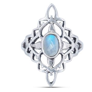 Ring SIMITA aus 925er Sterling Silber, Ringgröße:54, Stein:Regenbogen Mondstein