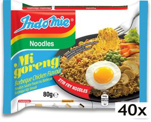 40er-Pack IndoMie BBQ Chicken Instant Noodles Grillhähnchen Geschmack | 40x 80g | BBQ Chicken Flavour Fried Noodles