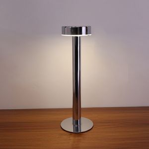 Dimmbar LED Akku Touch Tischleuchte Tischlampe LED Lampe USB Warmweiß Innen Außen (Silber)