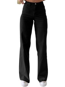 Jeans Damen Mit Taschen Denim Hosen Urlaubsknopf Leggings Lose Reißverschlussjeans, Farbe:Schwarz, Größe:S