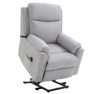 HOMCOM elektrischer Sessel mit Aufstehhilfe Aufstehsessel für Senior Relaxsessel Fernsehsessel Liegefunktion Leinen-Touch Grau 83 x 89 x 102 cm