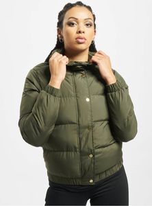 Dámská zimní bunda Urban Classics Ladies Hooded Puffer Jacket dark olive - S