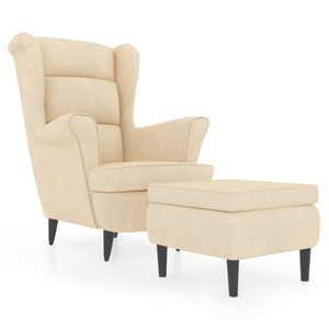 vidaXL Židle Wing Chair s taburetem Cream Velvet