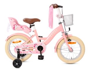 SJOEF Dolly Kinderfahrrad 14 Zoll | Kinder Fahrrad für Mädchen / Jugend | Ab 2-6 Jahren | 12 - 16 Zoll | inklusive Stützräder (Rosa)