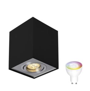 WLAN LED Deckenspot - Cube viereckig -  Schwarz Silber - per App steuerbar - schwenkbar