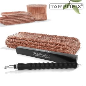 Tarpofix® Drillapparat + Betonbindedraht 1,0 x 100 mm (500 Stk.) - verkupferter Rödeldraht mit Rödelzange - Bindedraht inkl. Draht Driller