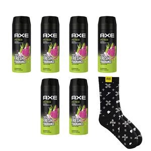 AXE Bodyspray Epic Fresh 6x 150ml | Deo Männerdeo ohne Aluminium | Deodorant Deospray für Herren Männer Men + Socken