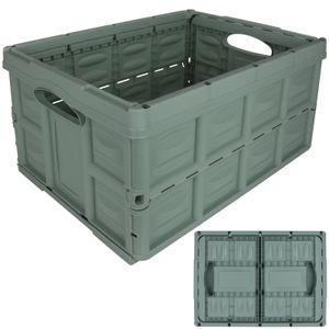 Klappbox 45L Pastell grün Einkaufskorb Kunststoff Korb Box klappbar Autokorb Einkaufskiste Faltkiste Einkaufsbox