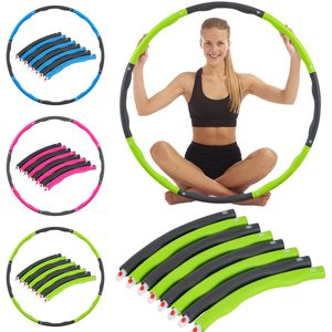 Hula Hoop Reifen für Erwachsene Fitness Bauchtrainer Ring Training Fitnesstraining Massage Schaumstoff 8 abnehmbare Teile Grün - Grau
