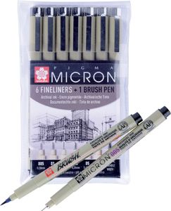 Sakura Pigma Micron Fineliner Technische Stifte Black 7 Stück