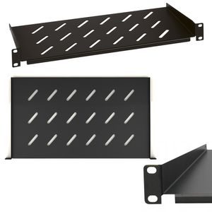 Fachboden, speziell für Rack Schrank 1U 300mm, Netzwerkschrank 19 Zoll, für Wandschränke,einfache Montage,Passiv belüftet, Traglast bis 20Kg,für Serverschrank und Serverräume schwarz